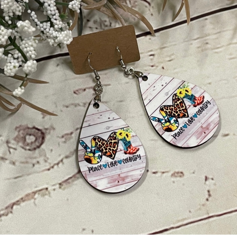 Peace Love Country Earrings